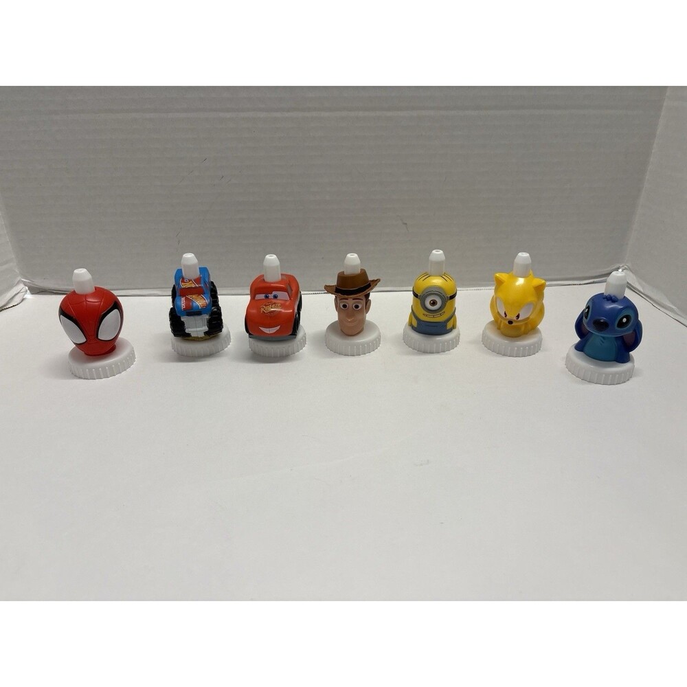Custom Lot Of 7 Character Heads Good to Grow Disney, Marvel, Minions… Bottle Top